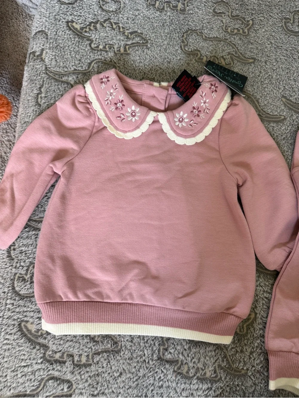 Cynthia Rowley Pink Embroidered Collar Jogger Set